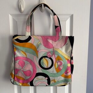Emilio Pucci Multicolor Made in Italy Velvet Magnetic Closure Tote Bag